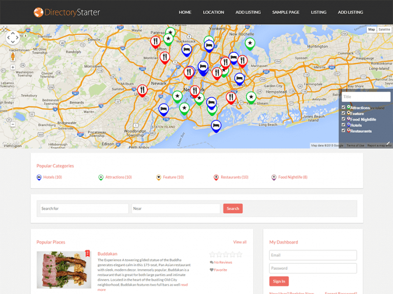 Directory Starter Tema gratuito de Wordpress para comida y bebida