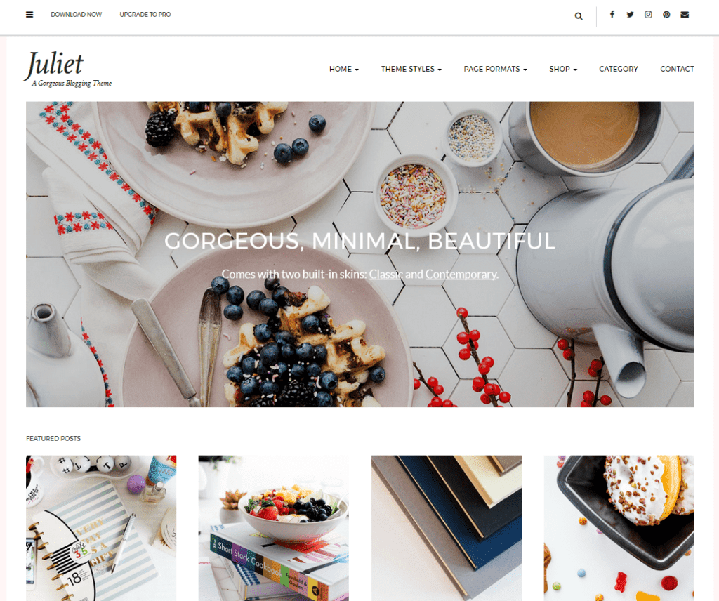 Tema gratuito de Wordpress para comida y bebida de Juliet