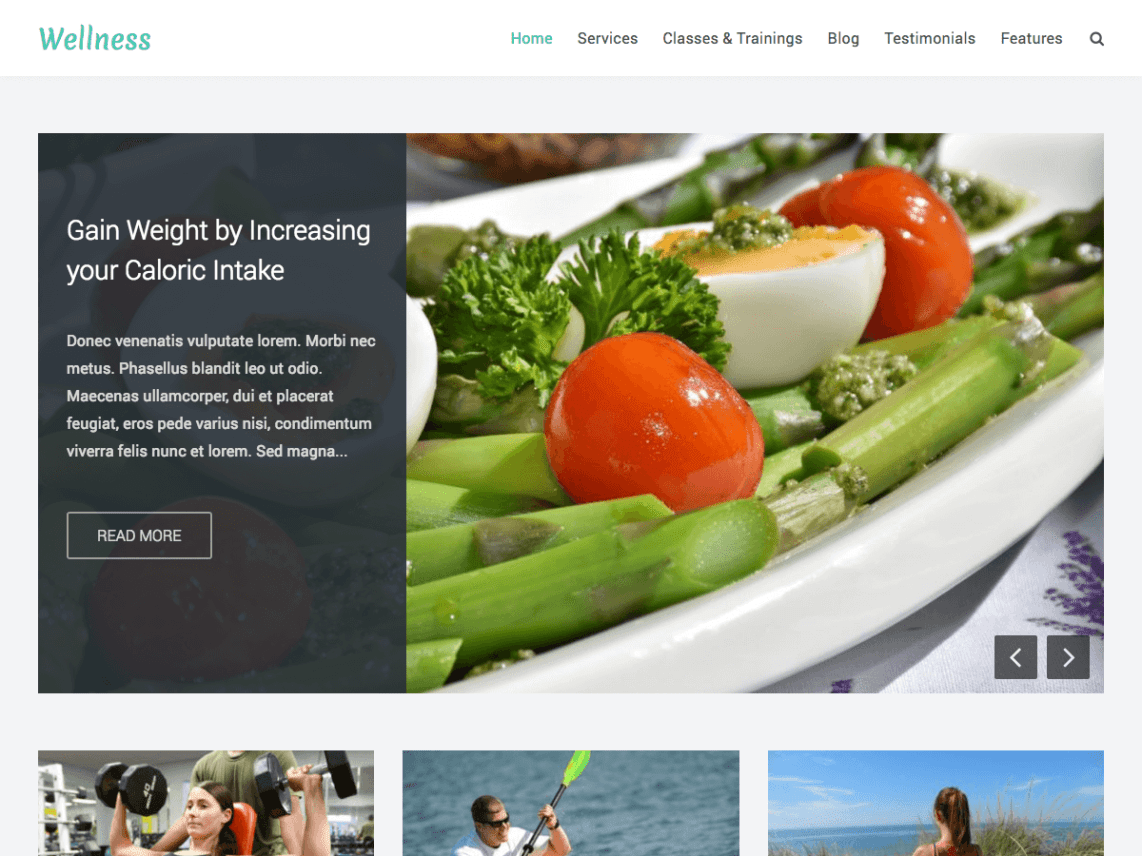 Wellness Darmowe jedzenie i picie Motyw Wordpress