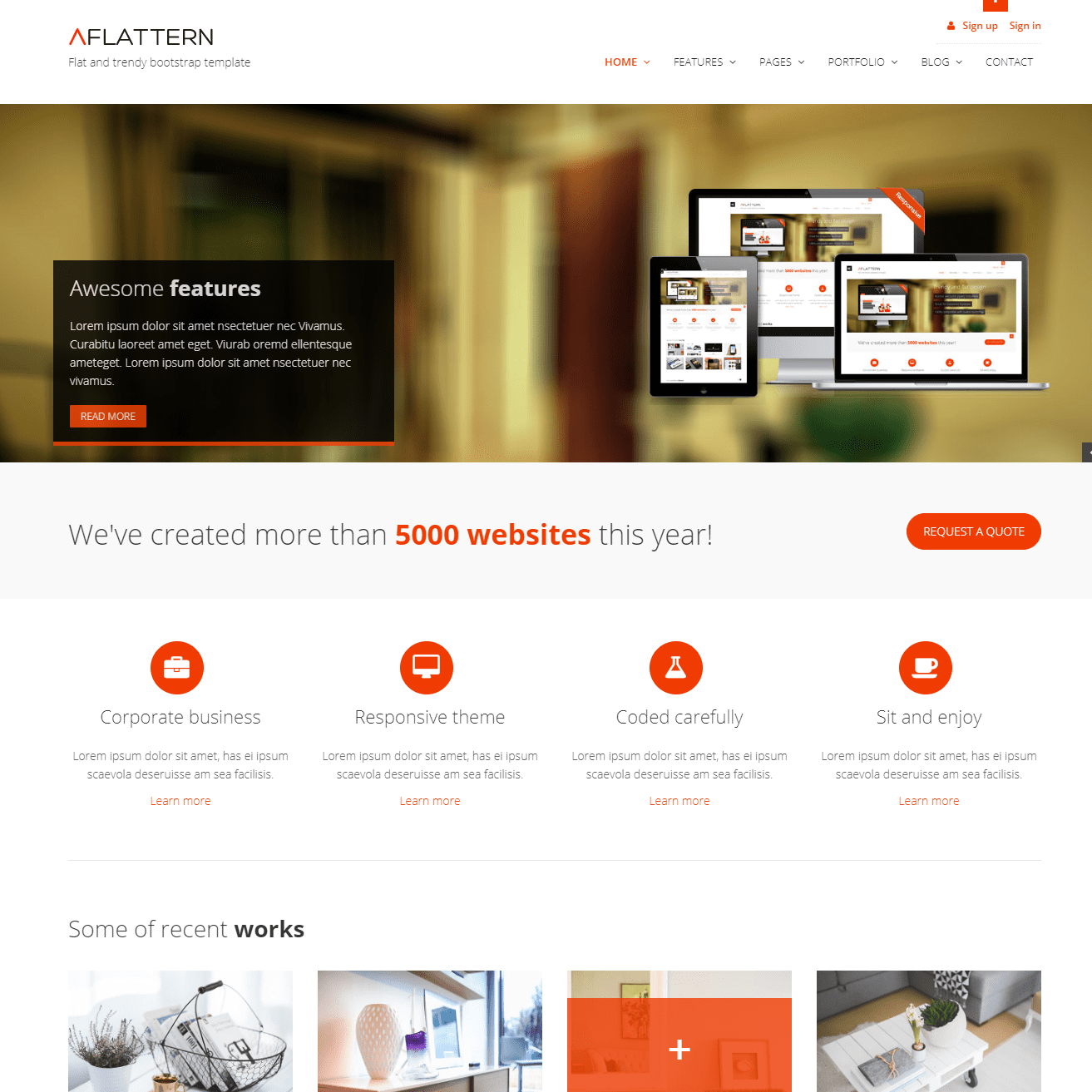 Flattern Flat Ve Trendy Bootstrap Site Şablonu