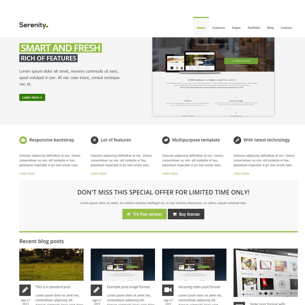 Serenity Moderne Bootstrap-Website-Vorlage