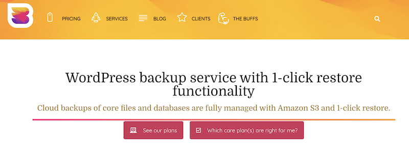 Serviciu de backup WP Buffs pentru WordPress