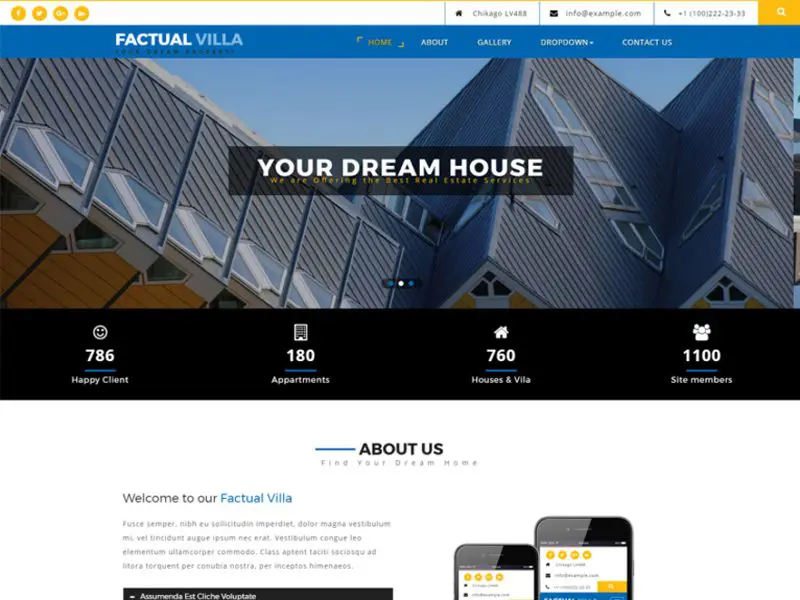 Modello reale di immobiliare Bootstrap di Villa