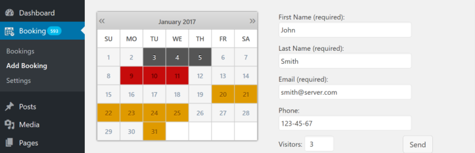 Calendario delle prenotazioni