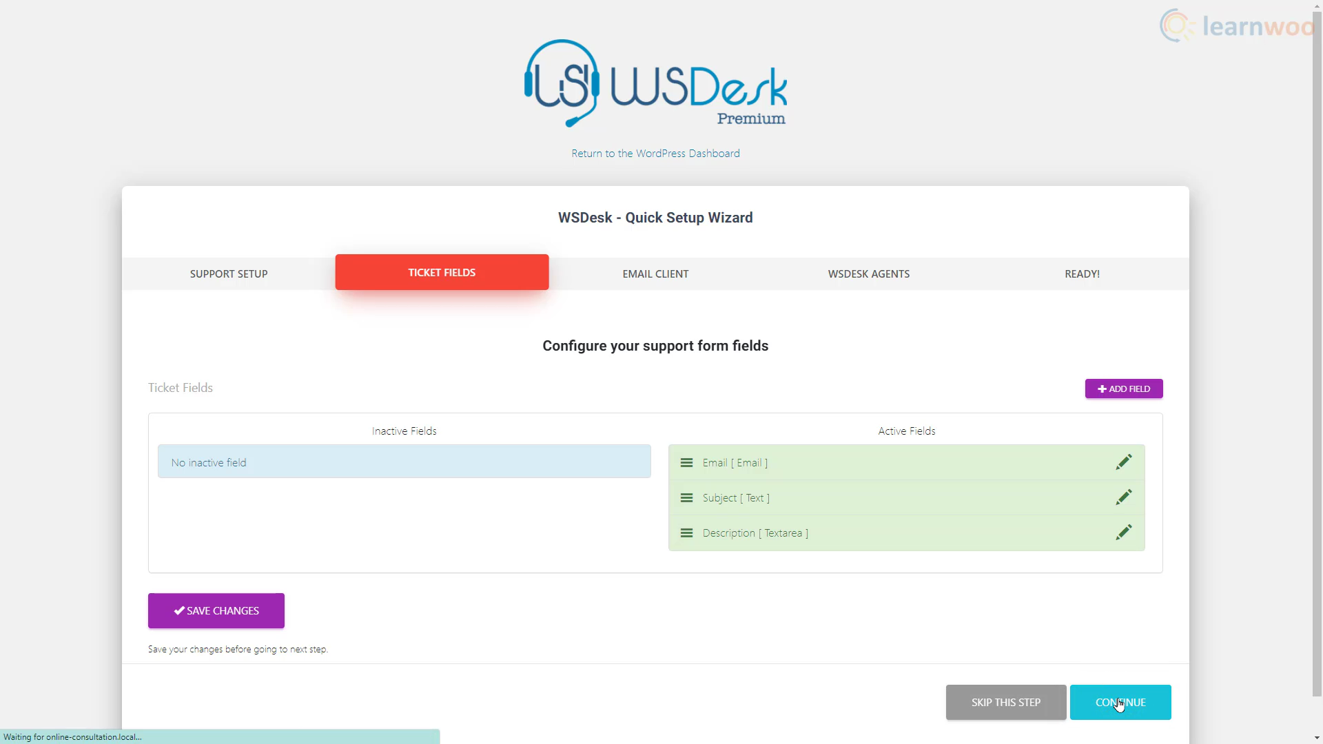 Personalizzazione del modulo WSDesk