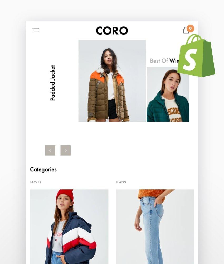 CORO: temas de ropa de Shopify de moda minimalista y limpia