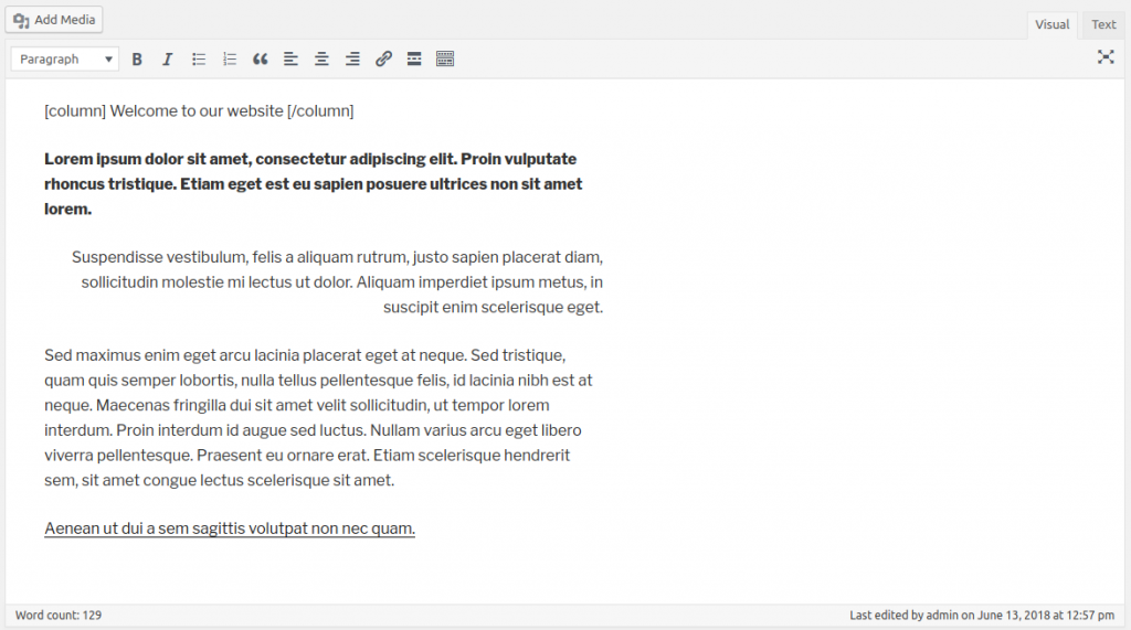 prima dell'editor di wordpress gutenberg