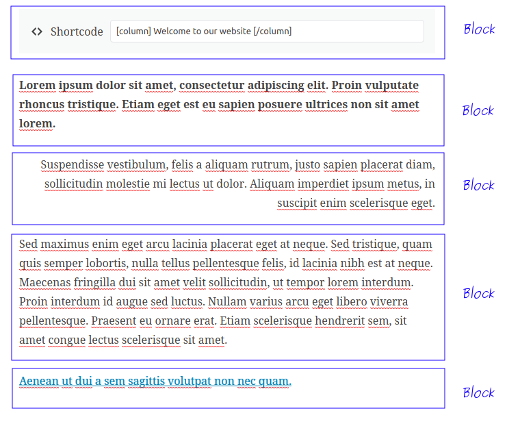 blocos do editor gutenberg