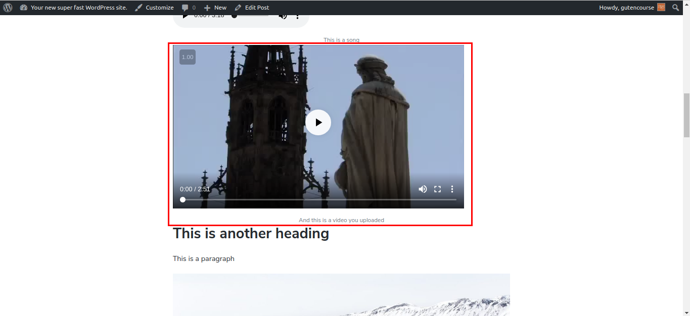 Blok Gutenberg default: Video (dirender)