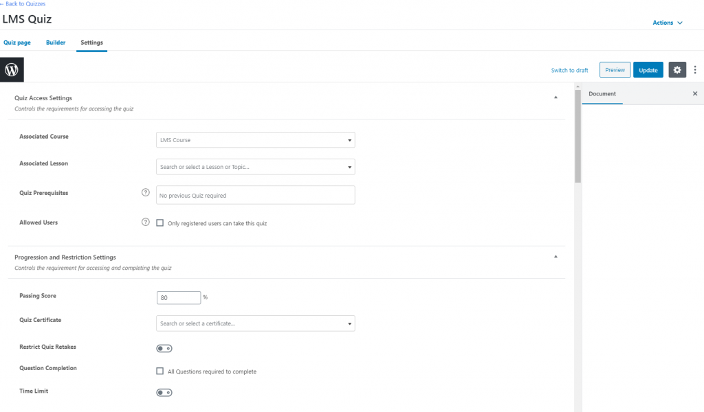 Configuración de la prueba de LearnDash