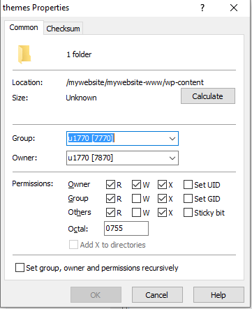 通過 SFTP 編輯文件權限