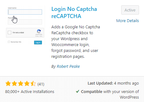 reCaptcha anmelden