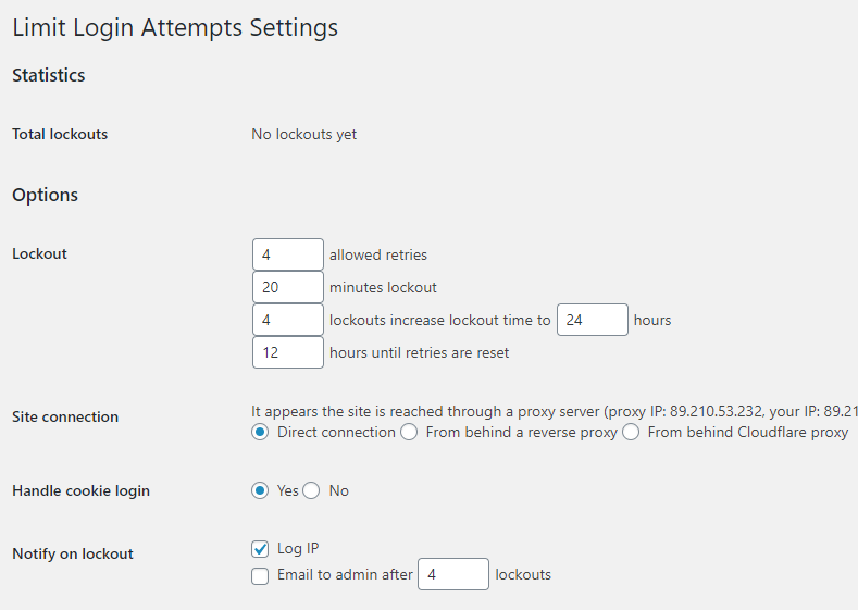 Limitar la configuración de intentos de inicio de sesión