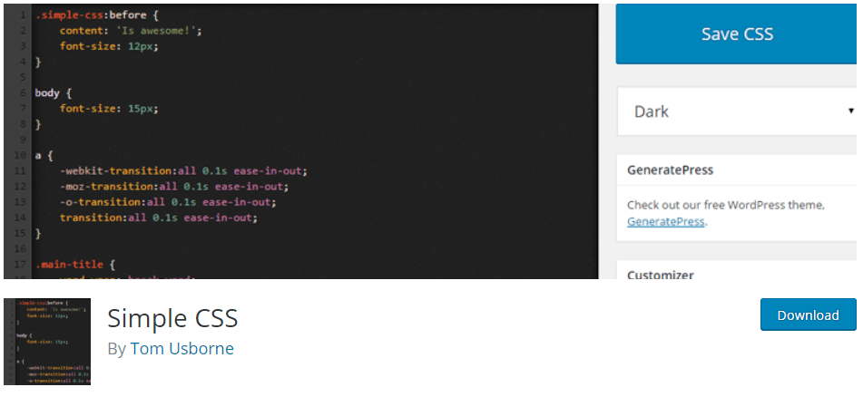 Пользовательский веб-сайт WordPress - Плагины CSS - Простой плагин CSS