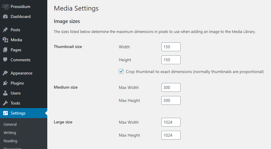 configuración de medios