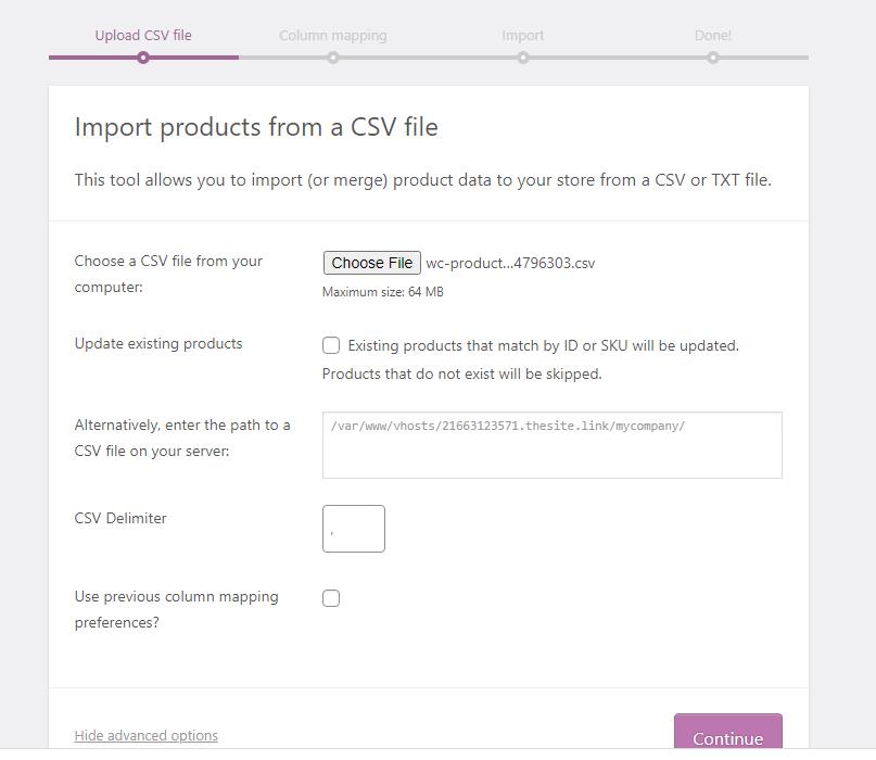 importar produtos woocommerce