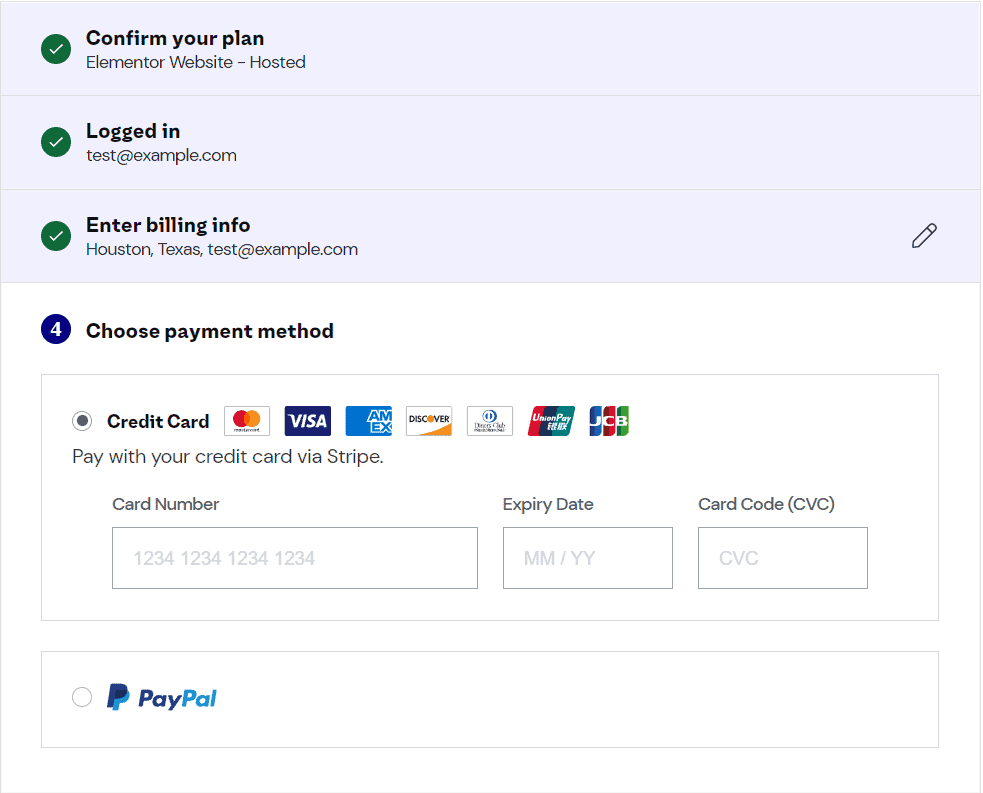 Exemple de progression de paiement