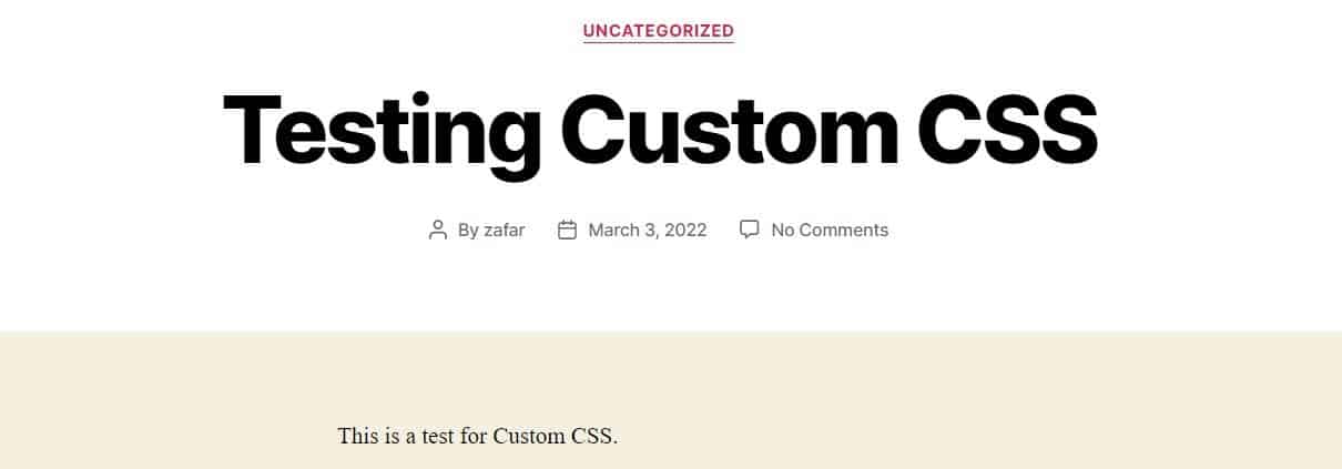 Antes de adicionar CSS personalizado