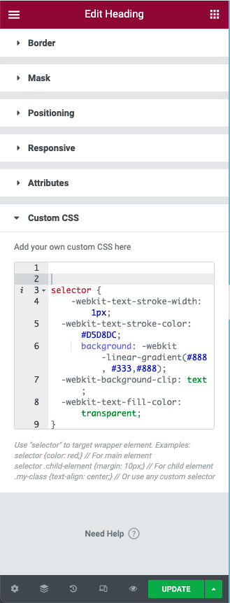 Ajout de CSS personnalisé dans Elementor