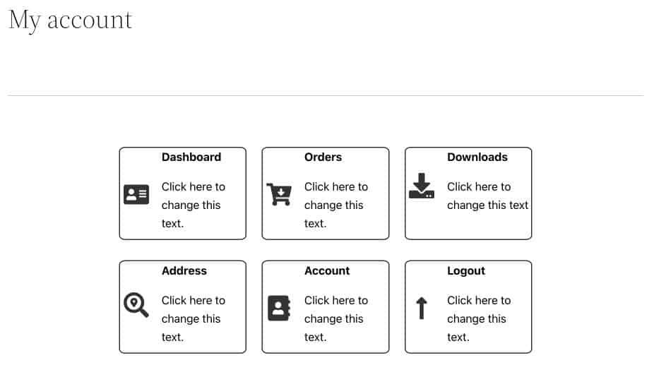 Pagina finale personalizzata di WooCommerce il mio account