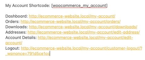 Enlaces de la página de mi cuenta de WooCommerce