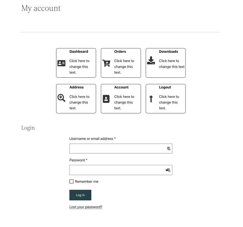 ปรับแต่ง WooCommerce หน้าบัญชีของฉันออกจากระบบ มุมมอง