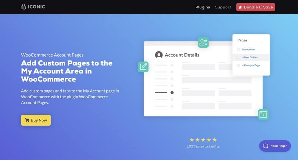 Pagine dell'account WooCommerce di Iconic WP