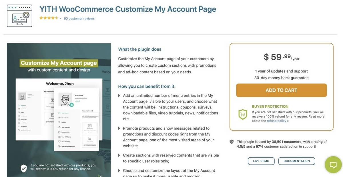 YITH WooCommerce Personalizza la pagina del mio account