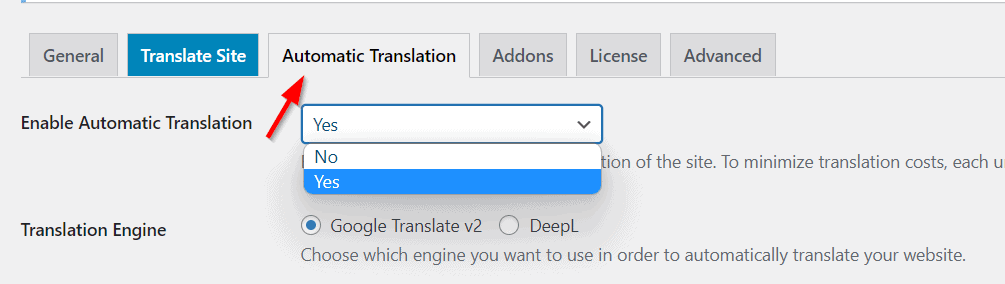 TranslatePress automatische Übersetzung