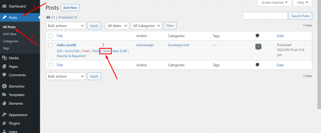 Creating WordPress Duplicate posts