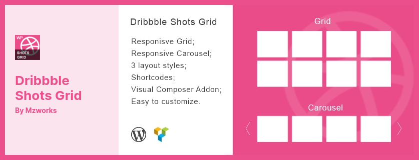 ปลั๊กอิน Dribbble Shots Grid - Dribbble Widget สำหรับ WordPress