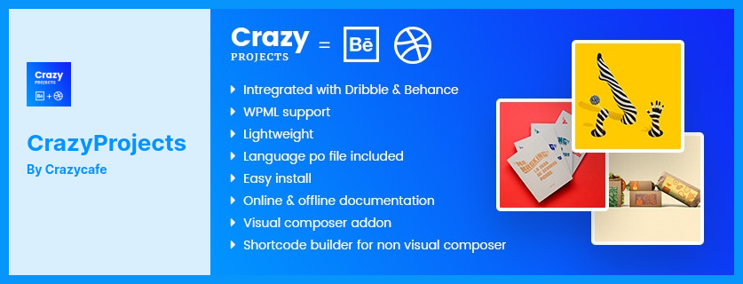 ปลั๊กอิน CrazyProjects - ปลั๊กอิน Dribbble & Behance โครงการโชว์เคส