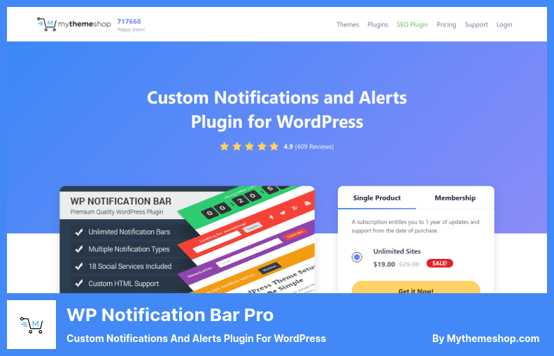 WP Notification Bar Pro Plugin - Plugin für benutzerdefinierte Benachrichtigungen und Warnungen für WordPress