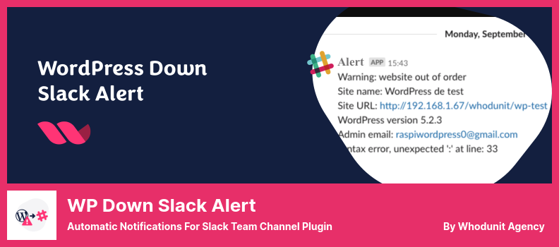 WP Down Slack Alert Plugin - Slack Team Channel Plugin için Otomatik Bildirimler