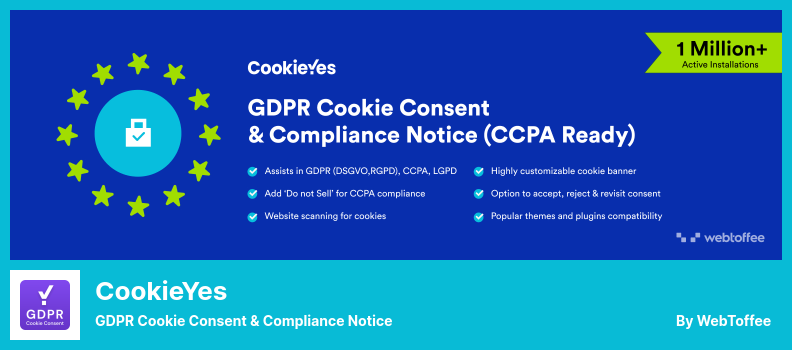 ปลั๊กอิน CookieYes - คำยินยอมและการปฏิบัติตามข้อกำหนดของคุกกี้ GDPR