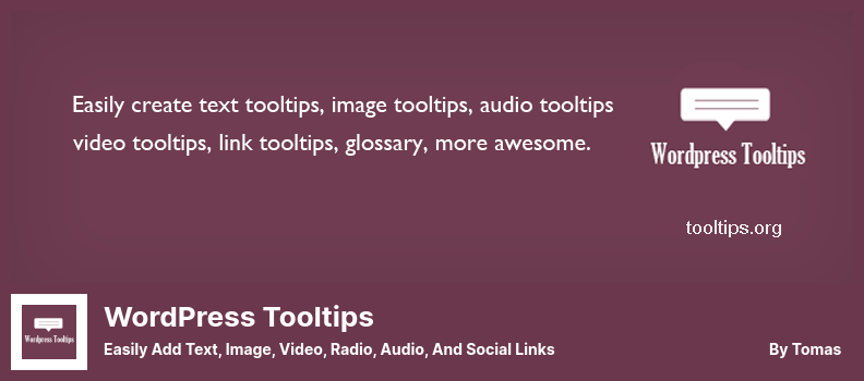 WordPress-Tooltips-Plugin - Fügen Sie ganz einfach Text, Bilder, Videos, Radio, Audio und soziale Links hinzu