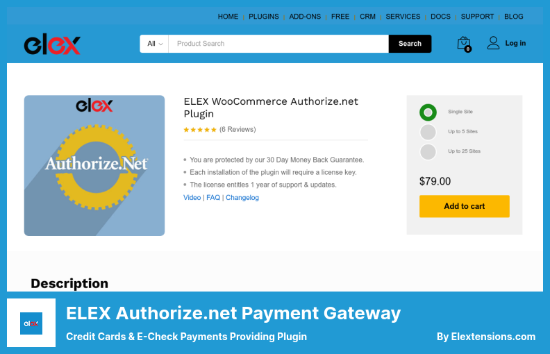 ELEX Authorize.net Zahlungs-Gateway für WooCommerce-Plug-in – Kreditkarten- und E-Check-Zahlungsbereitstellungs-Plug-in