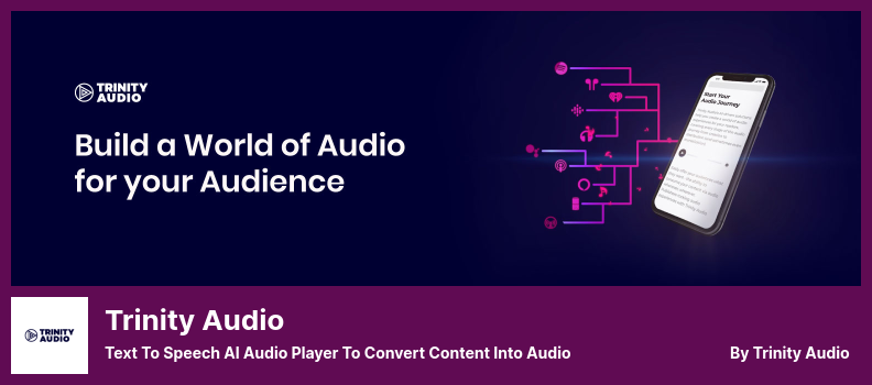 Trinity Audio Plugin - Text to Speech AI Audio Player para converter conteúdo em áudio