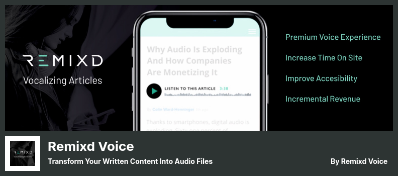 Remixd Voice Plugin - تحويل المحتوى المكتوب إلى ملفات صوتية