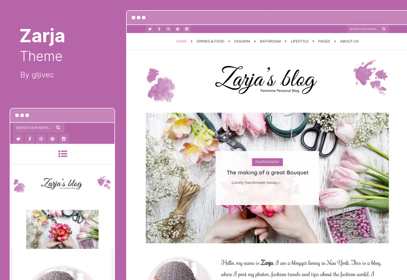 Zarja Theme - Tema WordPress para blog femenino