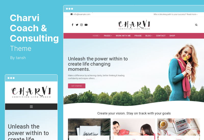 Charvi Coach & Consulting Theme - Tema WordPress pentru afaceri feminine