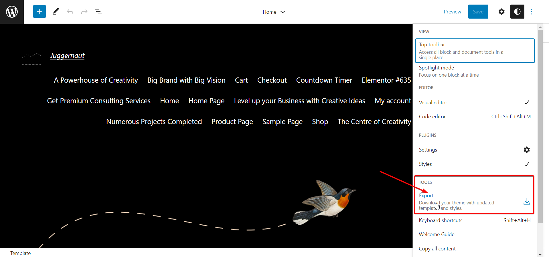 Exportieren Sie das WordPress-Blockdesign in der Version WordPress 6