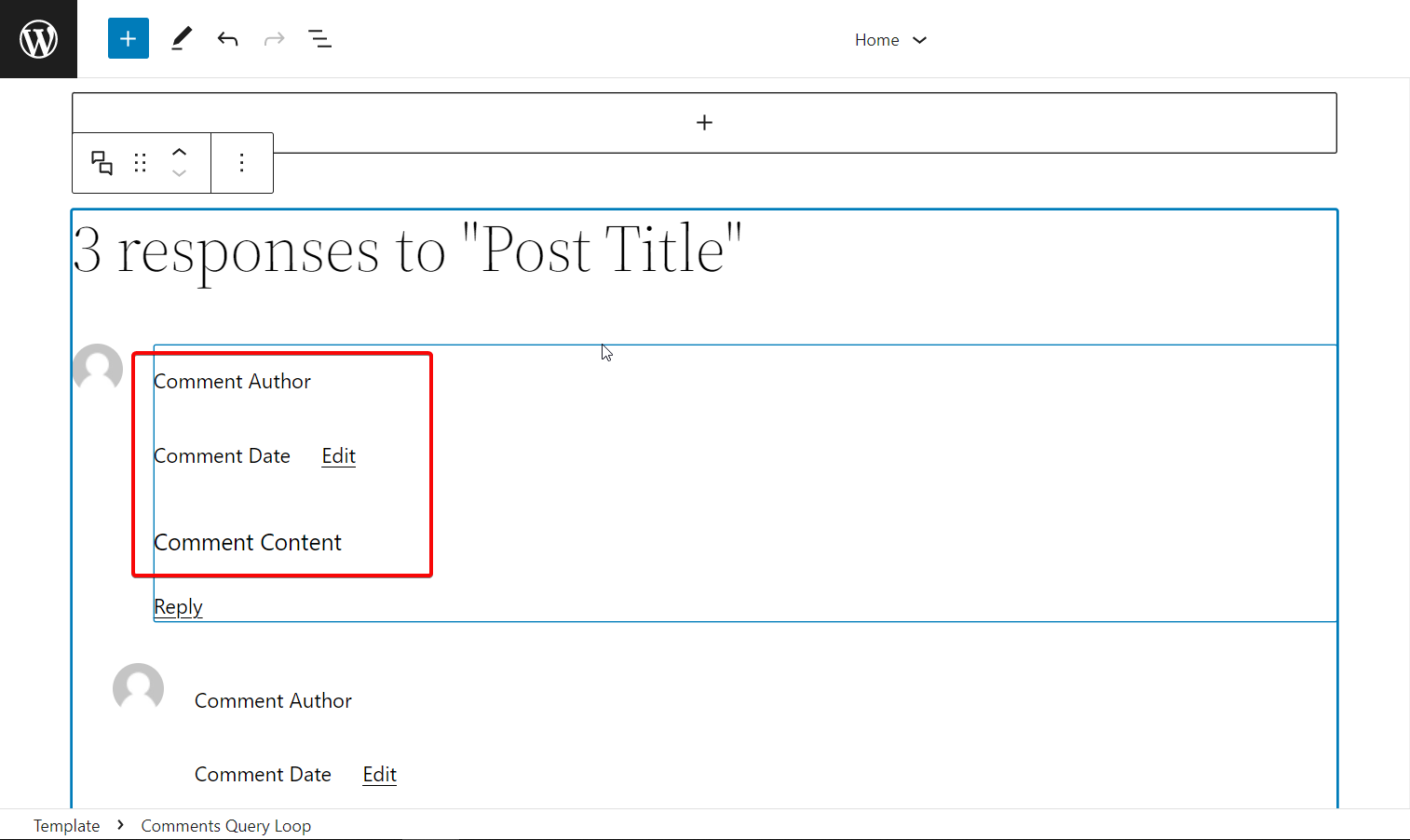 Blocco del ciclo di query dei commenti