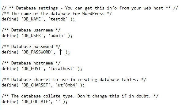 wp-config.php dosyasını bir metin düzenleyicide düzenleme.