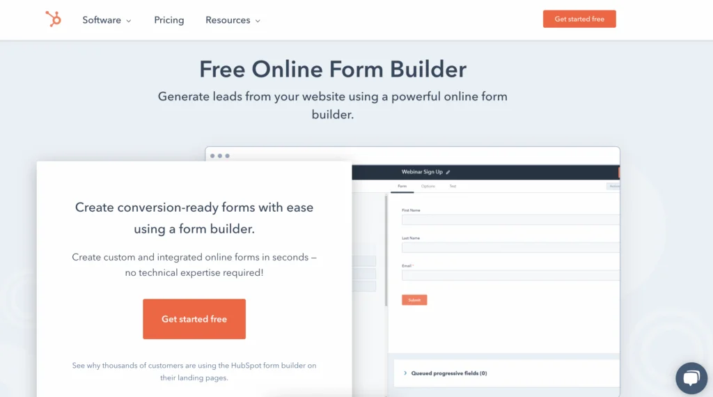 Zrzut ekranu HubSpot Form Builder