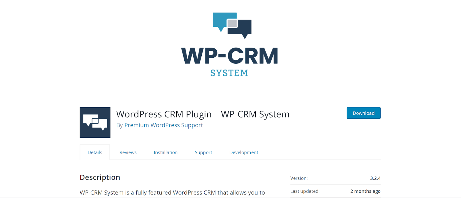 Plug-in do sistema WP-CRM no repositório WordPres