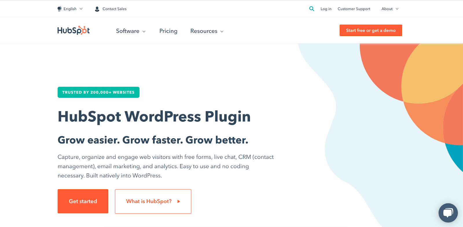 HubSpot WordPress-Plugin-Website mit Informationen zur Funktionalität