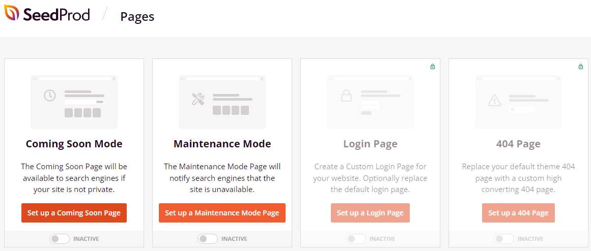 selecting a maintenance mode template