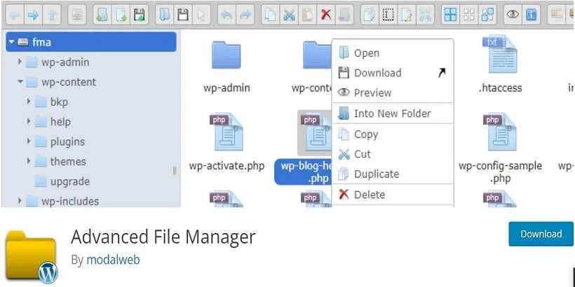 Advance-File-Manager-mejores-wordpress-file-and-picture-upload-plugins