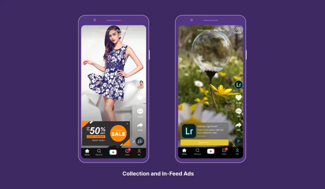 Anúncios de coleção e in-feed no TikTok